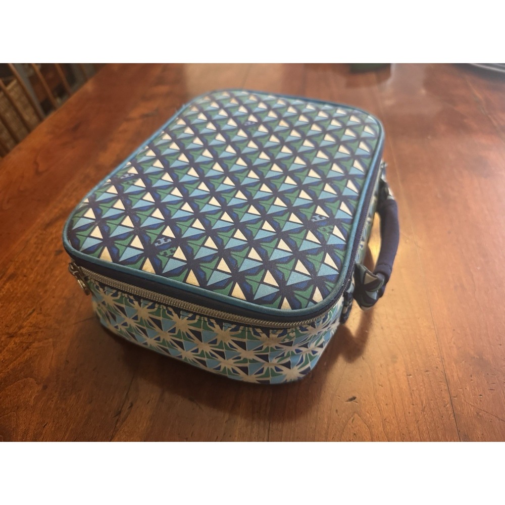 Tory Burch Blue & Green Geometric Insulated Lunch‎ Box
